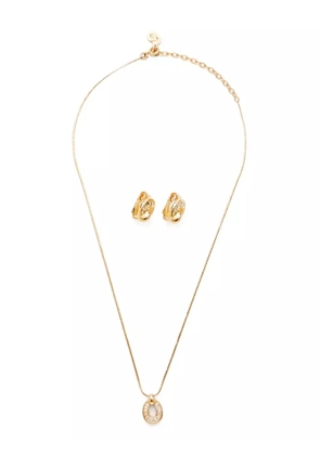 Christian Dior Pre-Owned rhinestone-embellished clip-on earrings set - Gold