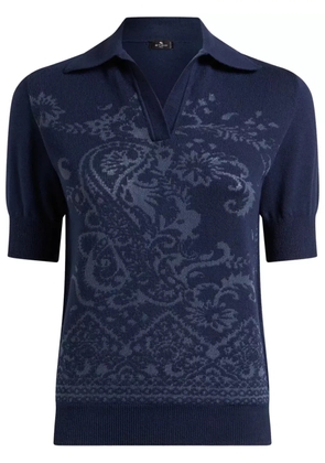 ETRO paisley-jacquard polo top - Blue