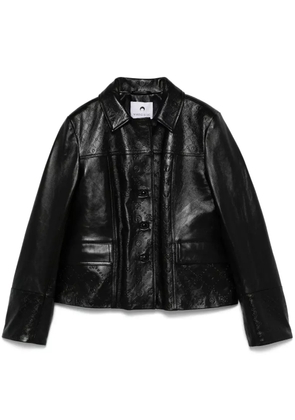 Marine Serre Moonogram-embossed leather jacket - Black