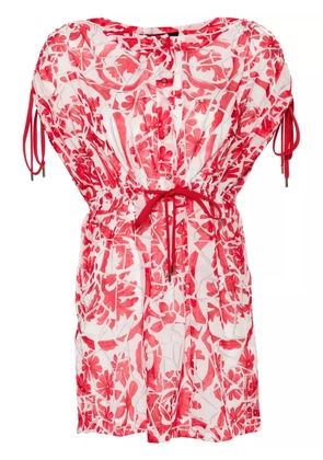 Gucci Pre-Owned floral-print semi-sheer mini dress - Red