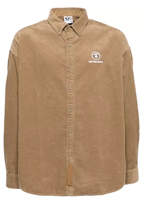 AAPE BY *A BATHING APE® logo-patch corduroy shirt - Brown