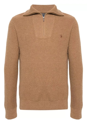 Polo Ralph Lauren waffle knit zip-up jumper - Brown