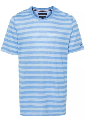 Tommy Hilfiger logo-embroidered striped T-shirt - Blue