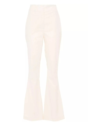 Genny crinkled-finish flared trousers - Neutrals