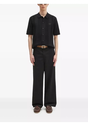 Fred Perry ribbed-panels polo shirt - Black