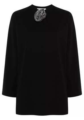 Giuseppe Di Morabito rhinestone-flower brooch T-shirt dress - Black