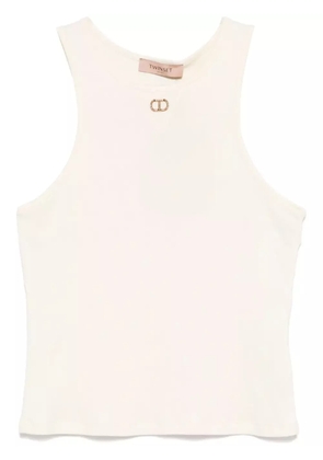 TWINSET Oval T fine-ribbed tank top - Neutrals