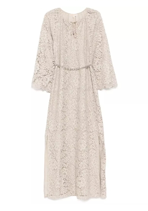 Michael Kors floral-lace bell-sleeves kaftan - Neutrals