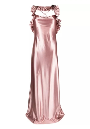 Rayane Bacha Iris satin ruffled maxi dress - Pink