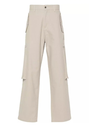 Represent embroidered-logo cotton trousers - Neutrals