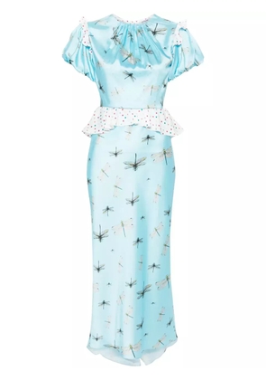 Parlor ruffled detailing midi dress - Blue