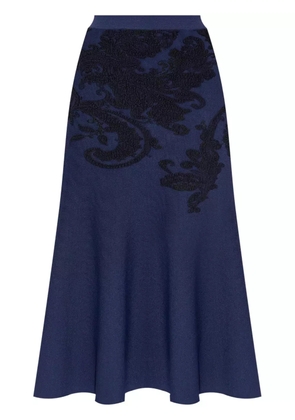 ETRO embroidered A-line midi skirt - Blue