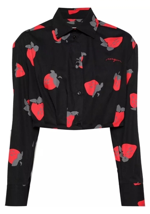MSGM printed cropped shirt - Black