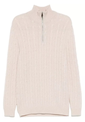 N.Peal Albemarle Cable Half Zip sweater - Neutrals