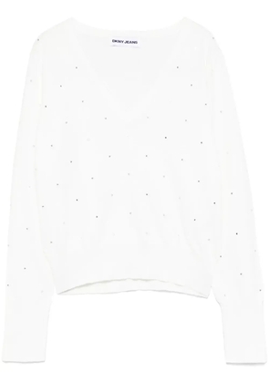 DKNY studs V-neck sweater - White