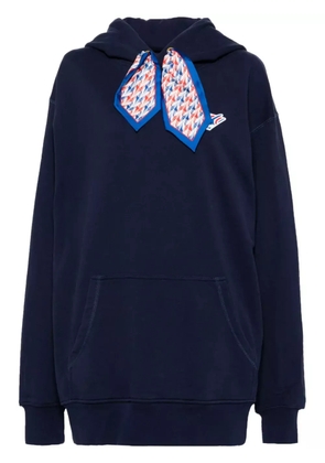 Casablanca logo patch silk scarf hoodie - Blue
