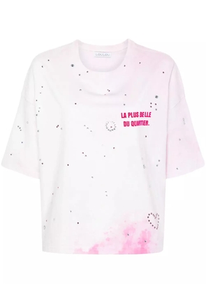 Loulou crystal-embellished washed T-shirt - Pink