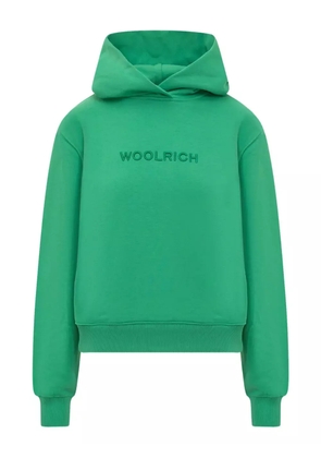 Woolrich logo-embroidered fleece hoodie - Green