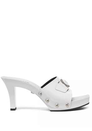 Versace 60mm Medusa-buckle patent-leather clogs - White