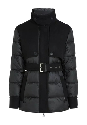 Karl Lagerfeld panelled belted padded coat - Black