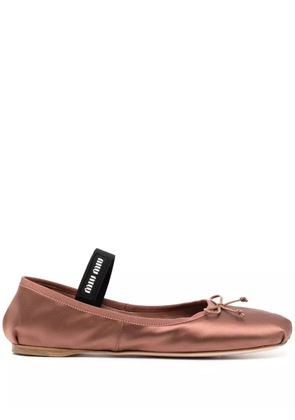 Miu Miu satin ballerina shoes - Brown