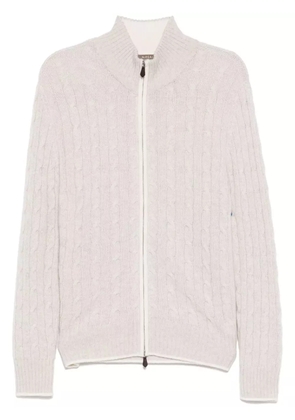 N.Peal Contrast Cable Full Zip sweater - Neutrals