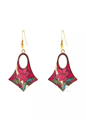 Susan Caplan Vintage 1980s Cloisonné geometric earrings - Pink