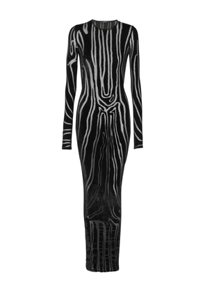 Balmain zebra-print velvet midi dress - Black