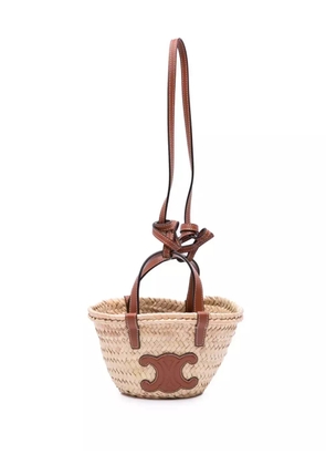 Celine Pre-Owned 2022 Nano Triomphe Raffia Classic Panier satchel - Brown