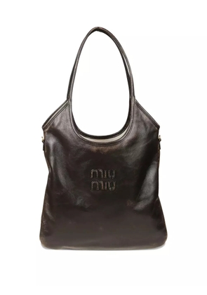 Miu Miu logo-patch tote bag - Brown