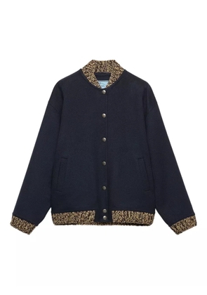 Prada knit-trimmed wool bomber jacket - Blue