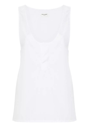 Saint Laurent semi-sheer henley tank top - White