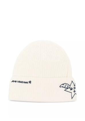 Rossignol embroidered ribbed beanie - White