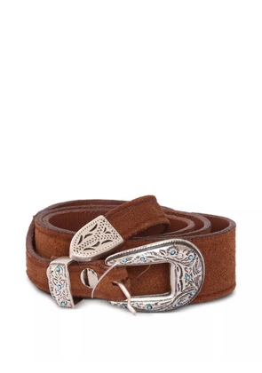 ALBERTO LUTI suede studded belt - Brown