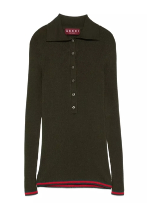 Gucci ribbed polo top - Green