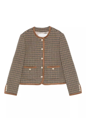 DUNST houndstooth pearl-button jacket - Brown
