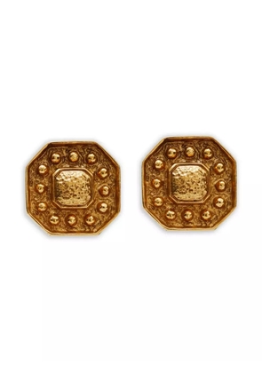 Saint Laurent Pre-Owned 1980-2000s gold-plated octagonal clip-on earrings