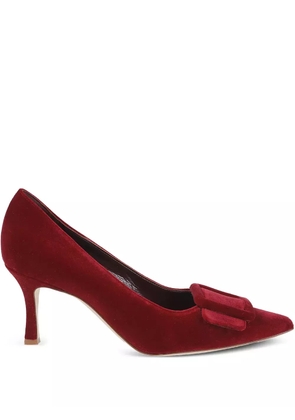 Manolo Blahnik 50mm buckle-detail heeled pumps - Red
