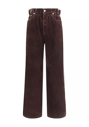 Miu Miu elastic-waist velvet trousers - Brown