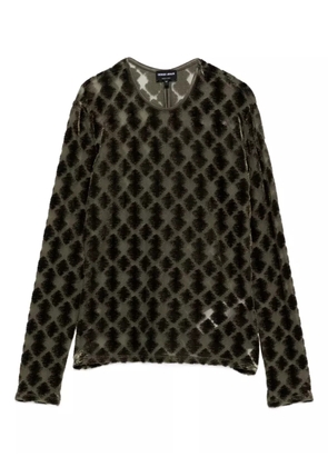 Giorgio Armani geometric-pattern velvet t-shirt - Green