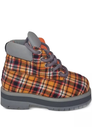 PDF plaid-pattern ankle boots - Orange