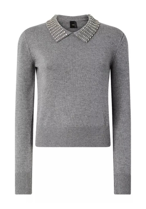 PINKO embellished-collar jumper - Grey