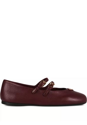 Prada double-buckle leather ballet flats - Red