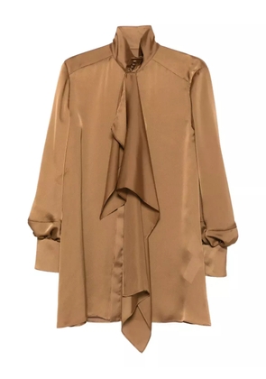 sacai high-neck ruffled shirt - Brown
