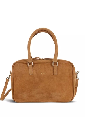 Tela double-handle suede tote bag - Brown
