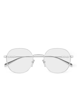 Gucci Eyewear logo round-frame glasses - Silver