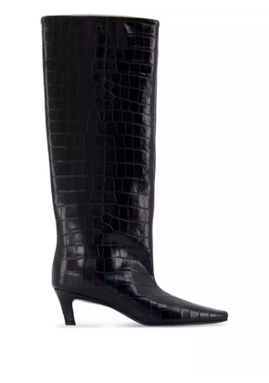 TOTEME 50mm croc-embossed leather knee-high boots - Black