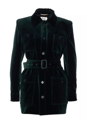 Saint Laurent belted velvet jacket - Green