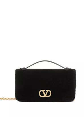 Valentino Garavani VLogo Signature velvet chain wallet - Black