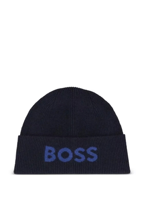 BOSS logo detail beanie - Blue